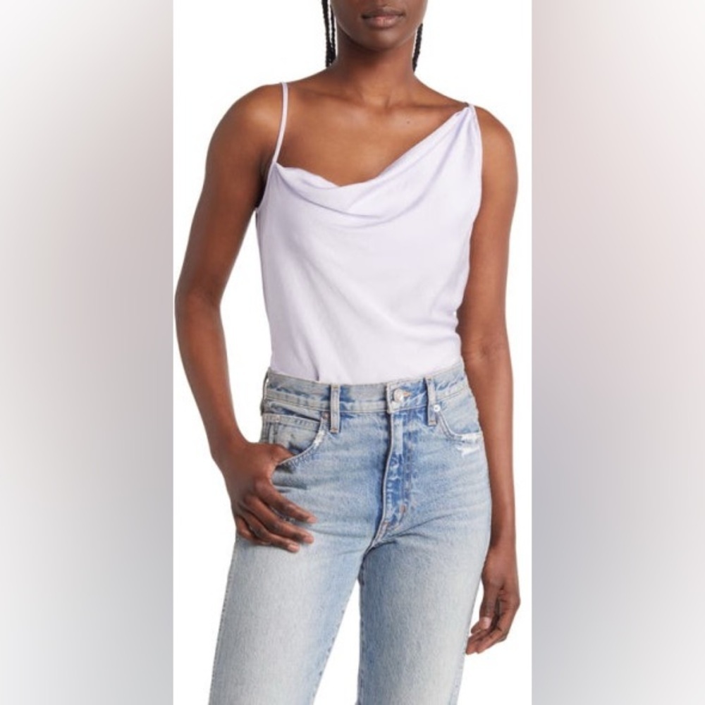 NWOT Open Edit Asymmetric Satin Camisole in Purple Calluna at Nordstrom Sz M
